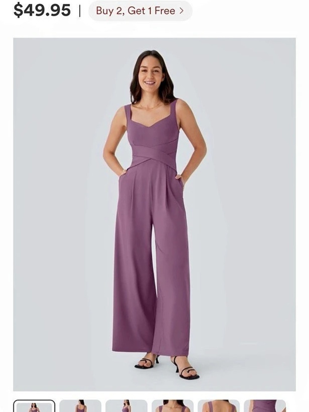 Halara U Back Sleeveless Casual Jumpsuit with Pockets Purple
